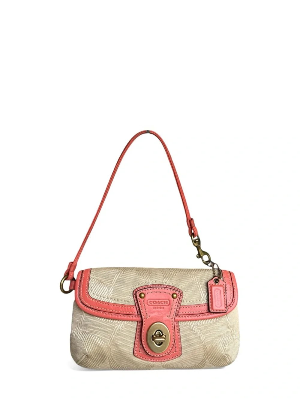 Coach Legacy Turn Lock Signature Canvas Mini Shoulder Bag Wristlet